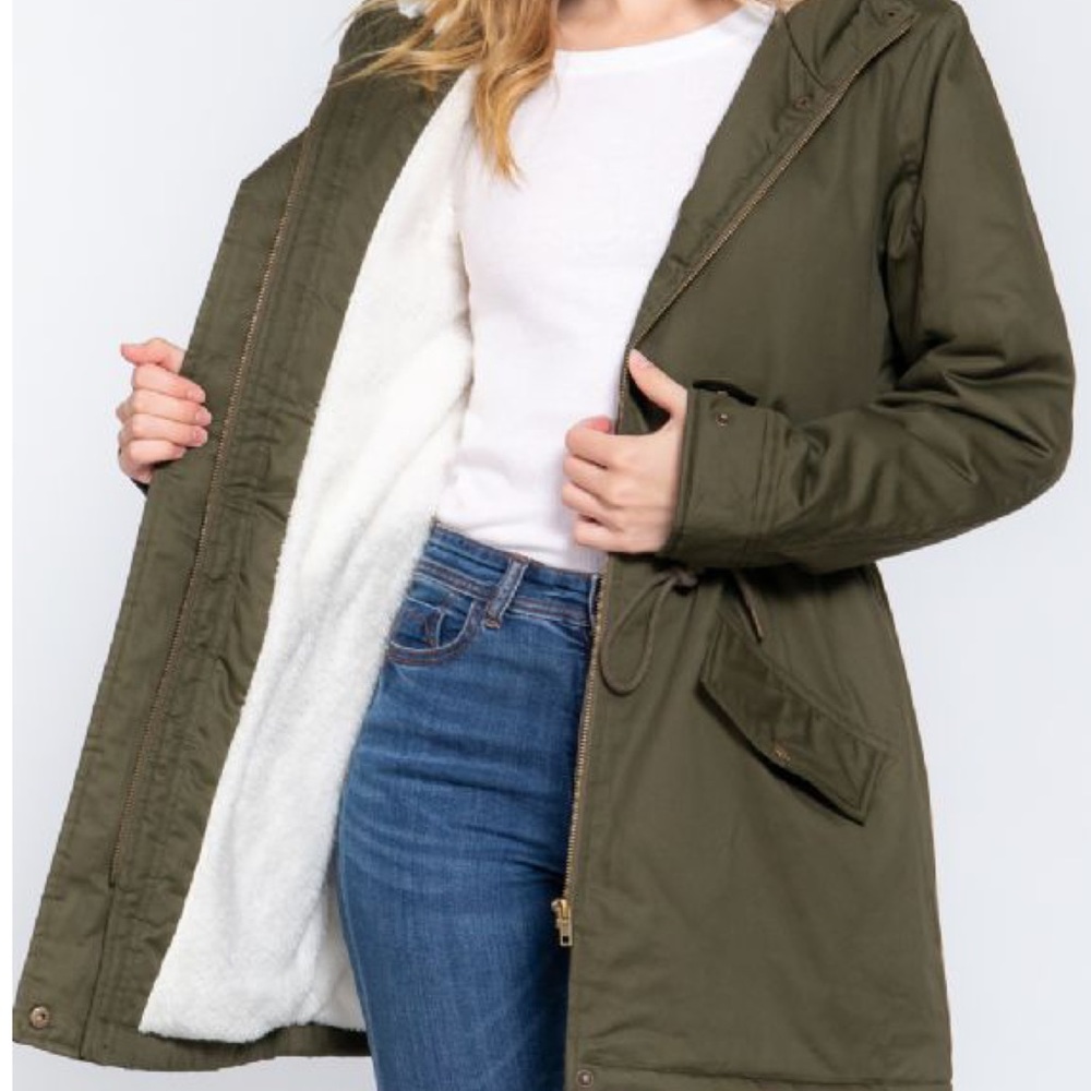 ARMY UTILITY PARKA WITH SHERPA LINE AND HOODIE JACKET - Picture 5 of 5
